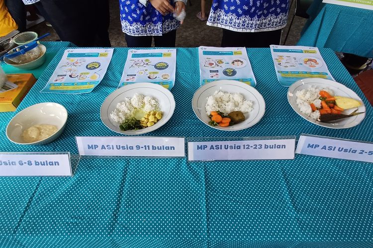 Potret menu Makanan Pendamping ASI (MPASI) di Posyandu Anggur 2, Cilandak, Jakarta Selatan, Rabu (24/1/2024).