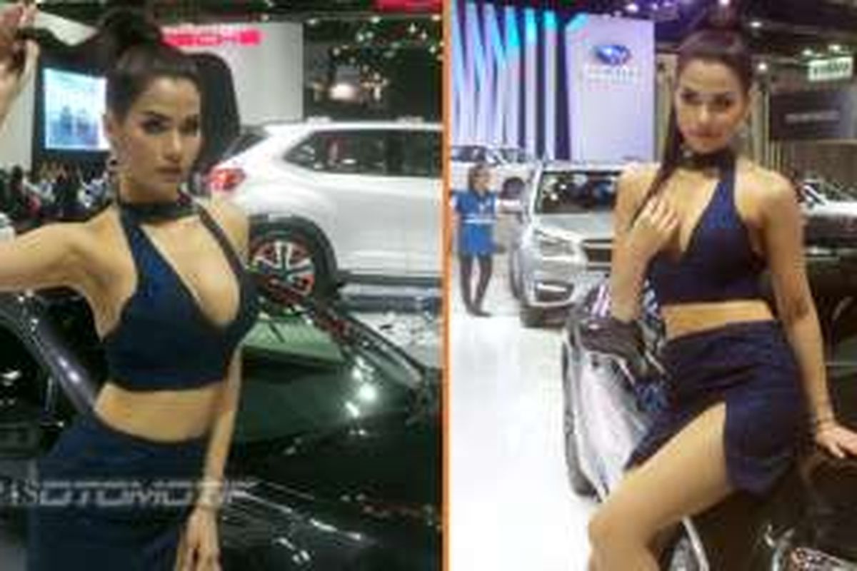 Salah satu sales promotion girl yang tampil di Bangkok International Motor Show 2016 di di Impact Muang Thong Thani, Selasa (22/3/2016)