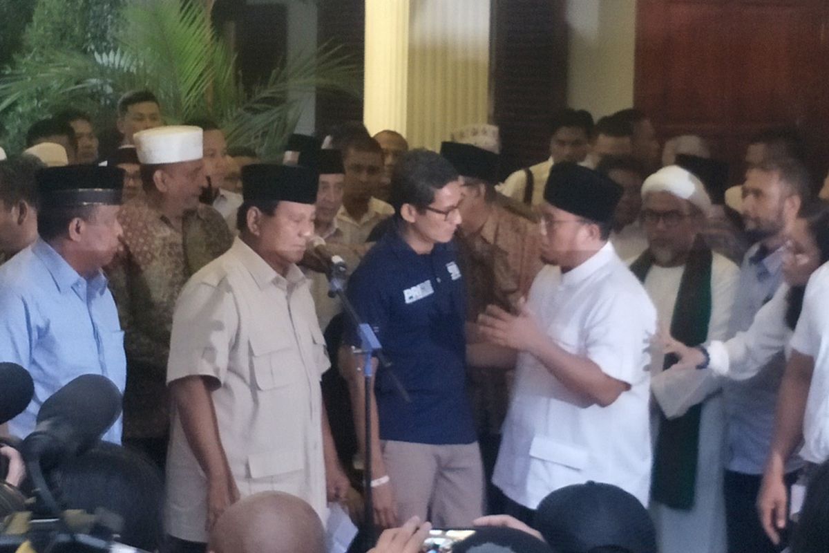 Prabowo dan Sandiaga di Jalan Kertanegara, Jakarta Selatan, Kamis (18/4/2019).