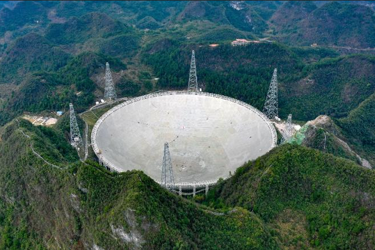 FAST Observable Field, teleskop radio terbesar di dunia yang terletak di Pingtang, Guizhou, China
