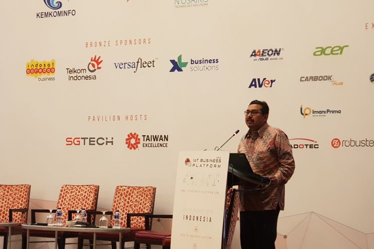 Ismail, Dirjen SDPPI Kementerian Komunikasi dan Informatika dalam keynote speech pembukaan Asia IoT Business Platform di Jakarta, Selasa (20/8/2018).