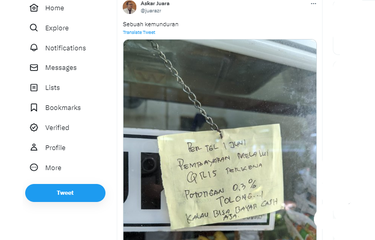 Tangkapan layar twit soal pedagang imbau bayar pakai cash imbas pengenaan tarif QRIS 0,3 persen