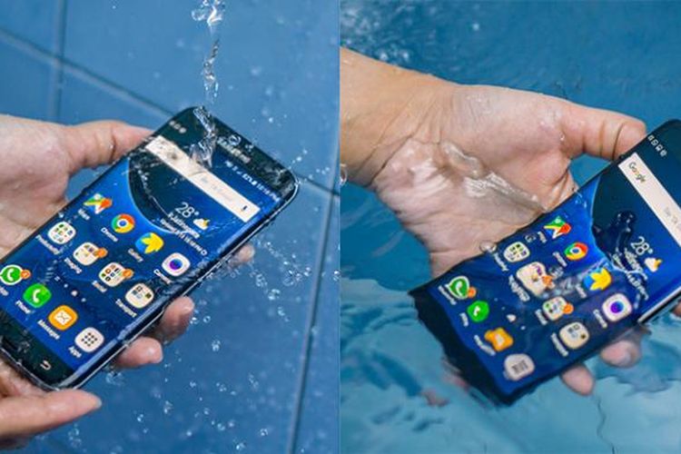 Samsung Galaxy S7 Edge mampu bertahan dari guyuran dan rendaman air