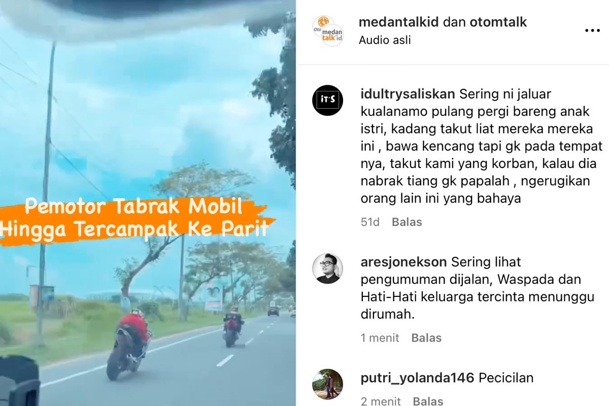 Contoh Bahaya Overspeed, Motor Tabrak Toyota Avanza Sampai Terpental di Medan