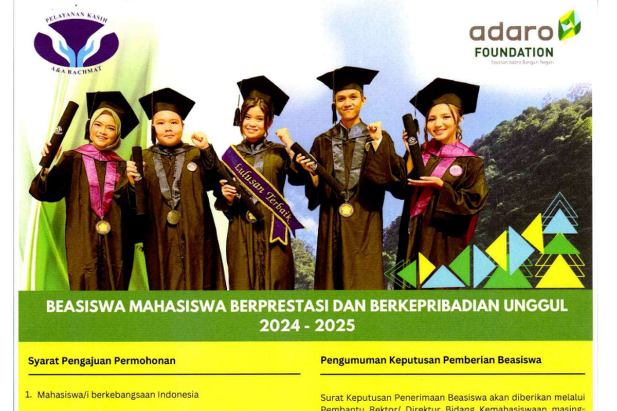 Beasiswa Adaro Foundation 2024 dibuka bagi mahasiswa di sejumlah perguruan tinggi negeri termasuk UGM.