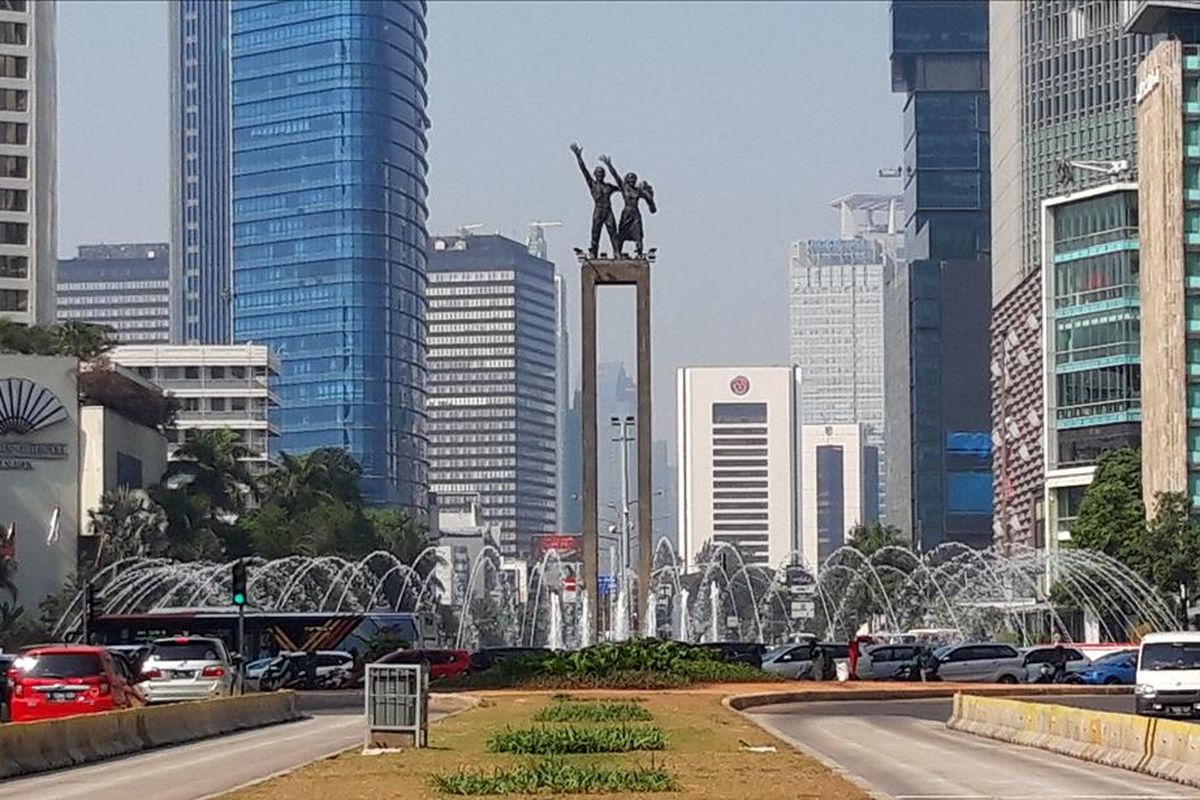 Tugu Selamat Datang di Bundaran Hotel Indonesia (HI), Jakarta Pusat. Foto diambil pada 18 Juli 2019.