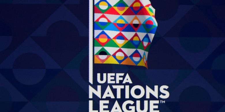 Logo UEFA Nations League atau Liga Negara Eropa terlihat dalam acara pengundian di Lausanne, Swiss, 24 Januari 2018.
