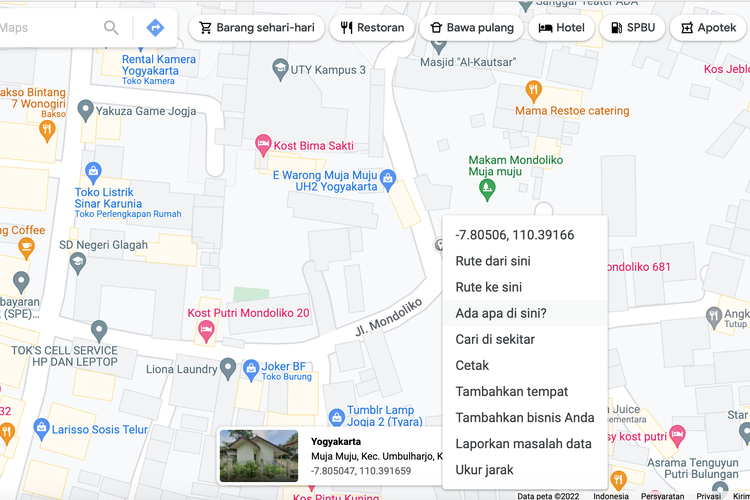 Ilustrasi cara mengetahui titik koordinat rumah di Google Maps untuk daftar PPDB 2023.