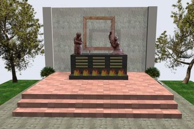 Desain Monumen Herman Hendrawan dan Petrus Bima Anugerah dari Dolorosa Sinaga, yang urung dibangun di Kampus Unair (Foto: Dandik Katjasungkana)