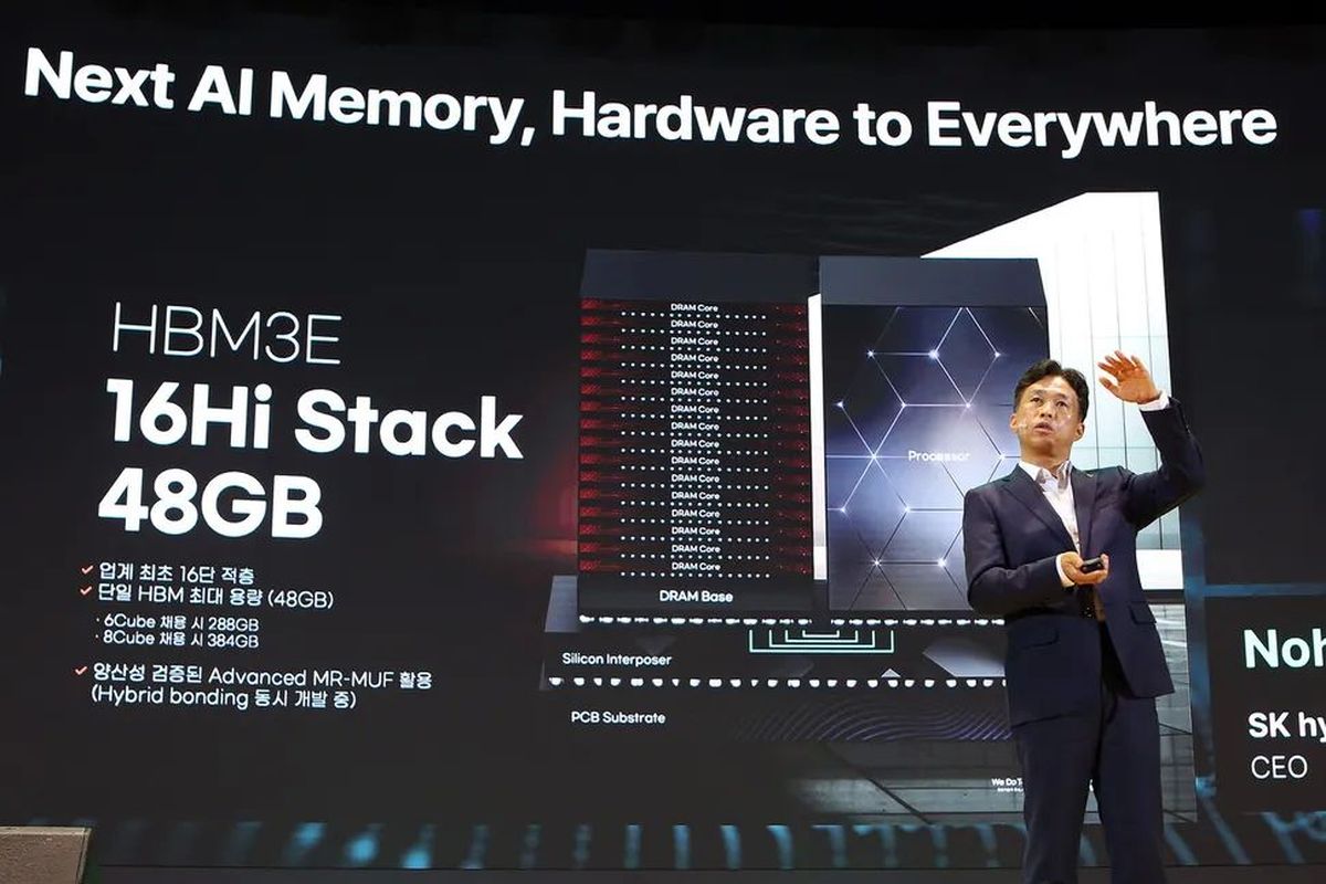 SK Hynix meluncurkan memori HMB3E 16-Hi pertama di dunia.