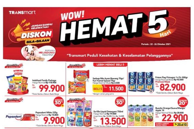 Katalog promo Transmart periode 22-26 Oktober 2021.