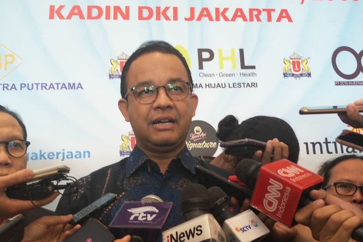 Gubernur DKI Jakarta Anies Baswedan di Hotel Sultan, Jalan Gatot Subroto, Jakarta Pusat, Kamis (8/8/2019).