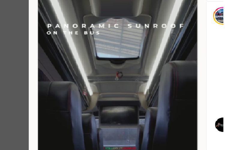 Panoramic sunroof di bus PO Pesona