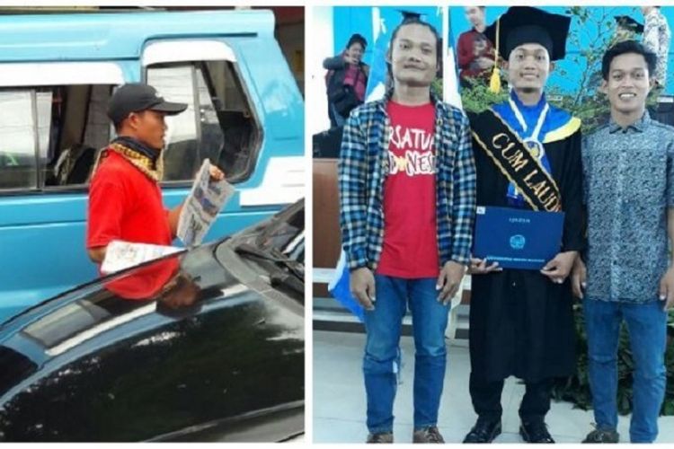 Jusman (23), penjual koran yang lulus jadi sarjana di Universitas Negeri Manado dengan predikat Cum Laude 