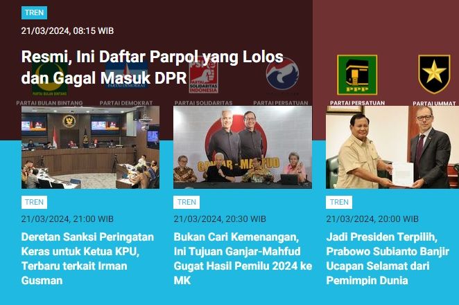 [POPULER TREN] Parpol yang Lolos dan Gagal Melaju ke Senayan | Respons Nasdem, PKS, PKB soal Hasil Pilpres 2024