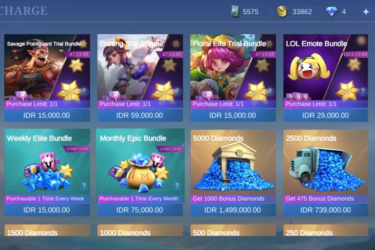 Cara mendapatkan Crystal of Aurora di Mobile Legends: Bang-Bang melalui menu Shop.