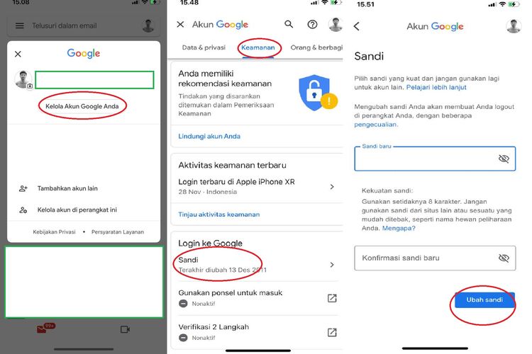 Akun google saya dan kata sandi