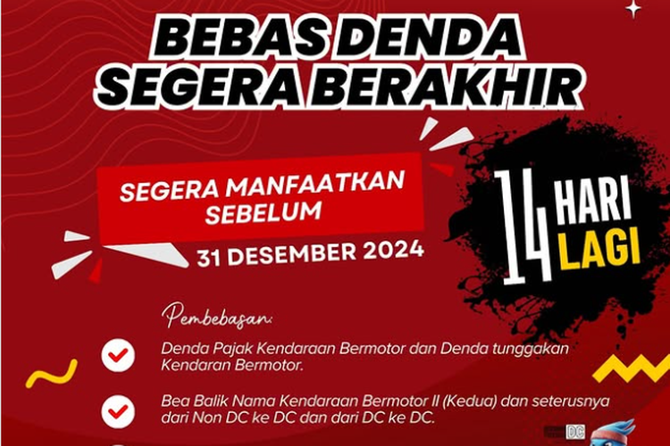 Pemutihan pajak kendaraan bermotor Sulawesi Barat berakhir 31 Desember 2024. 