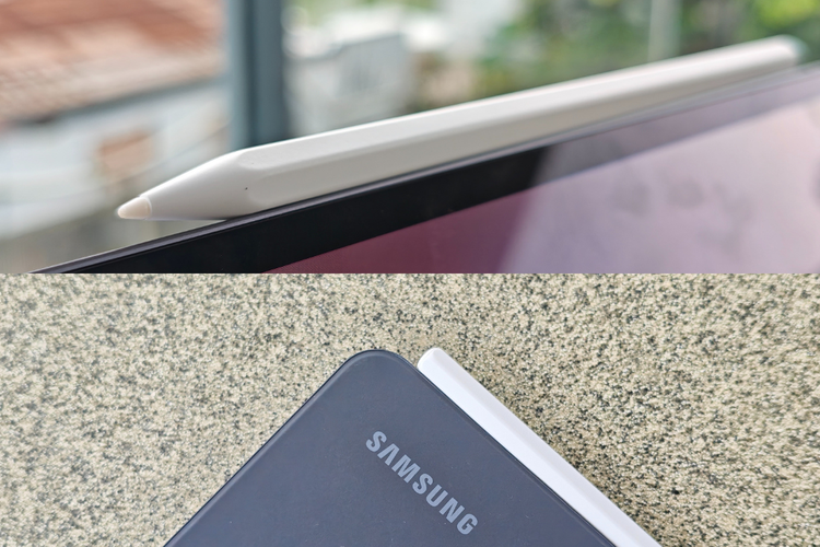 Stylus S Pen pada Samsung Galaxy Tab S11 Ultra. Pena digital ini hadir dengan balutan warna putih dan punya bobot ringan. Desainnya juga dibuat ergonomis sehingga nyaman digenggam meski dipakai dalam waktu lama.