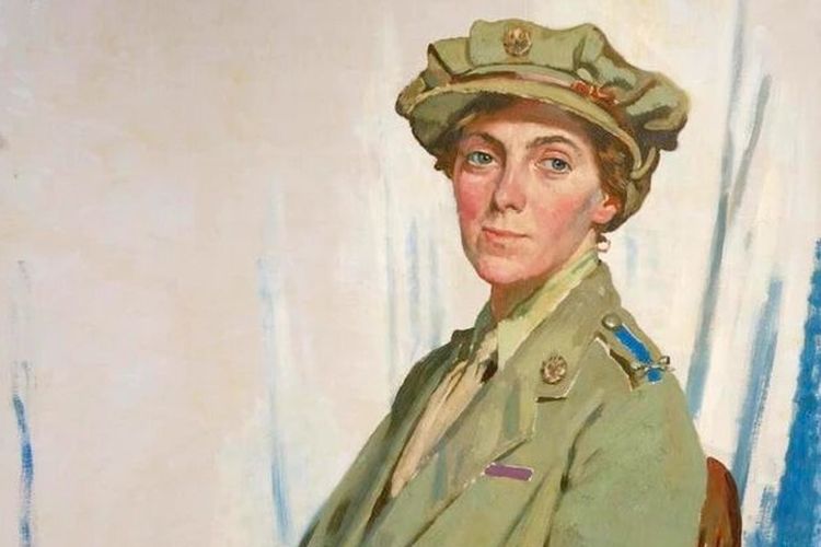 Kepala Pengawas Pertama, Queen Mary?s Army Auxiliary Corps (QMAAC) di Perancis, Dame Helen Gwynne-Vaughan, GBE, dilukis oleh William Orpen.