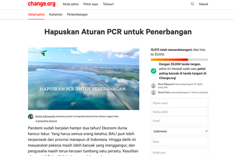 Petisi hapus tes PCR untuk penumpang pesawat