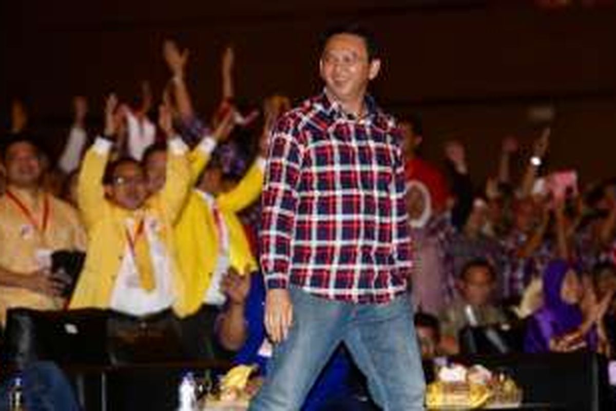 Calon gubernur DKI Jakarta, Basuki Tjahaja Purnama, di JIExpo Kemayoran, Jakarta, Selasa (25/10/2016).