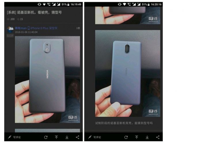 Bocoran gambar Nokia 1 memperlihatkan dua desain yang agak berbeda.