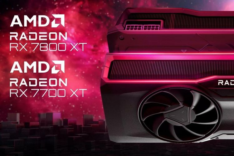 Ilustrasi AMD Radeon RX 7700 XT dan RX 7800 XT.