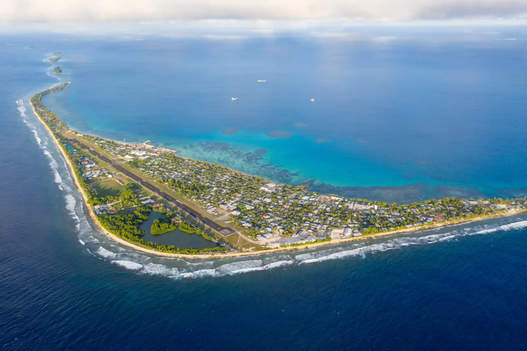 Penampakan  negara Tuvalu, surga kecil di kepulauan Polinesia.