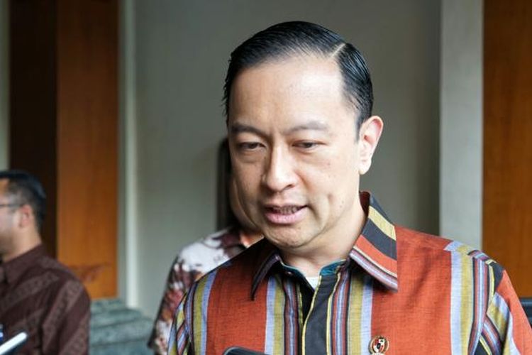 Kepala Badan Koordinasi Penanaman Modal (BKPM) Thomas Lembong saat ditemui di kantor Kemenko Polhukam, Jakarta Pusat, Jumat (13/1/2017).