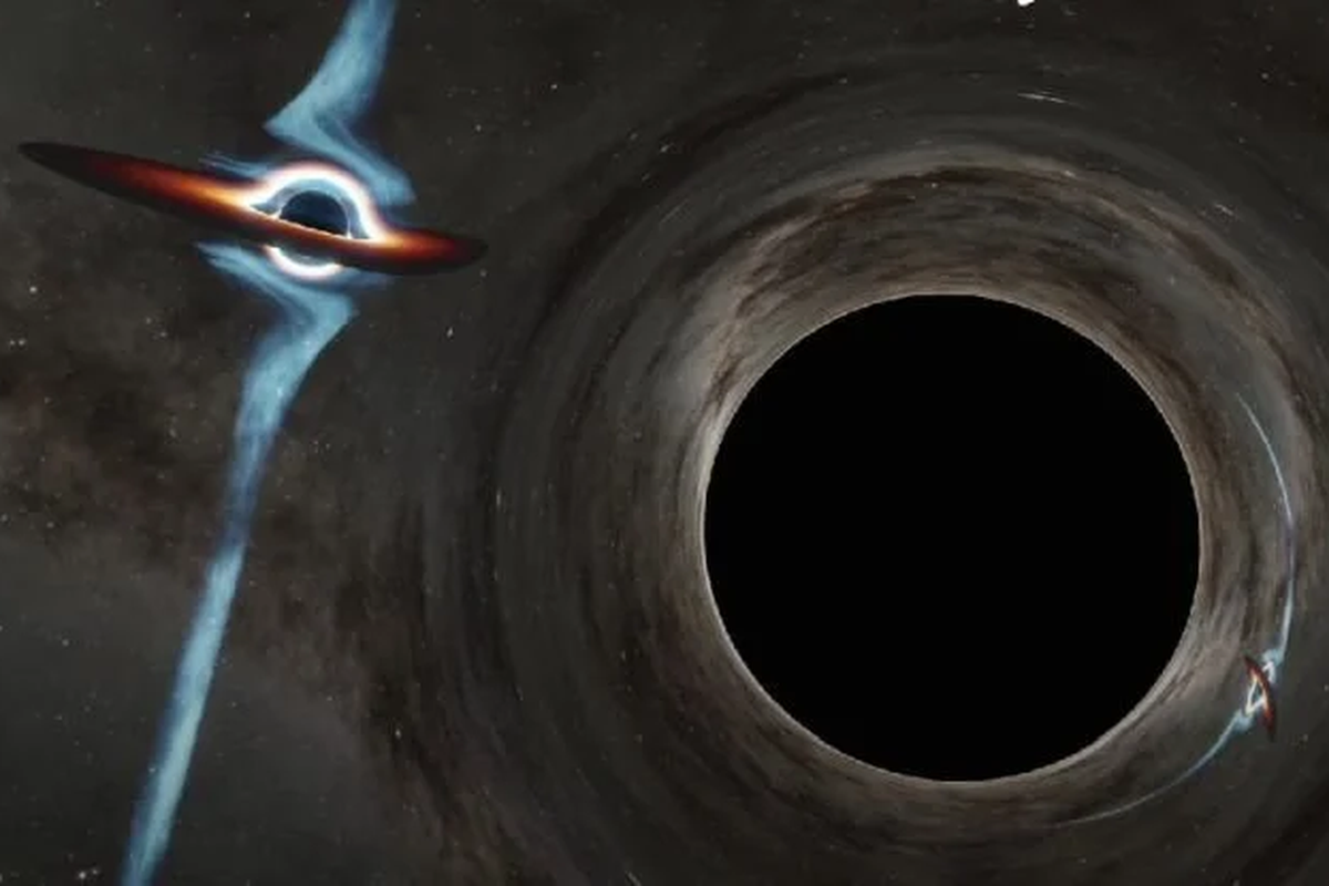 Ilustrasi dua lubang hitam supermasif di PKS 2131-021