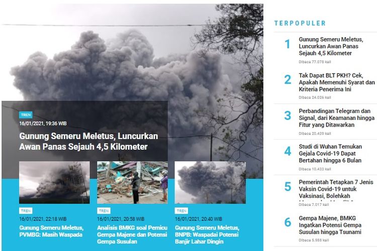 [POPULER TREN] Erupsi Gunung Semeru | Syarat dan Kriteria Penerima BLT PKH