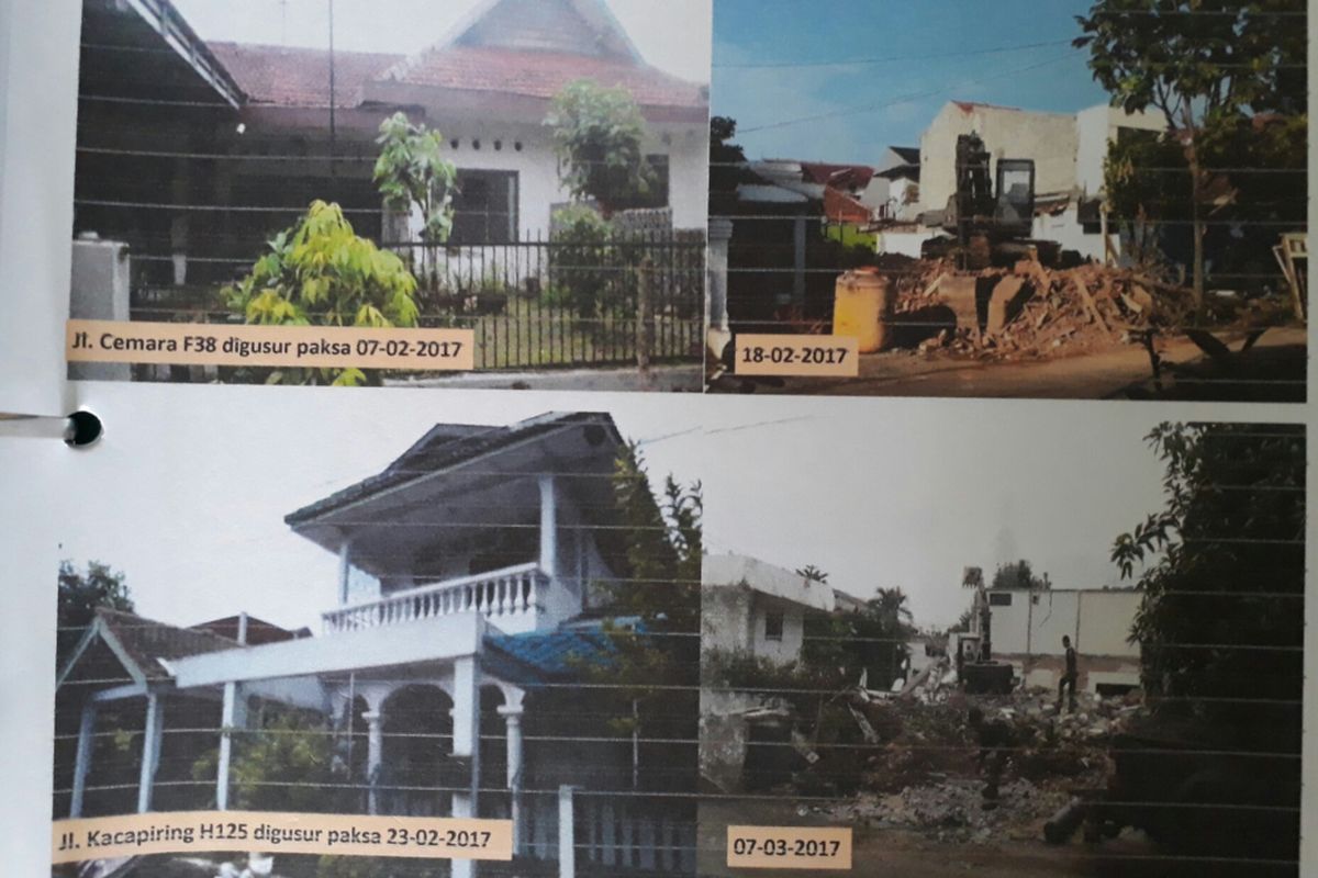Salah satu contoh rumah warga yang terkena pengosongan paksa di Komplek KPAD Cijantung II, Pasar Rebo, Jakarta Timur. Foto ini difoto dari dokumen warga korban pengosongan. Rabu (26/4/2017).