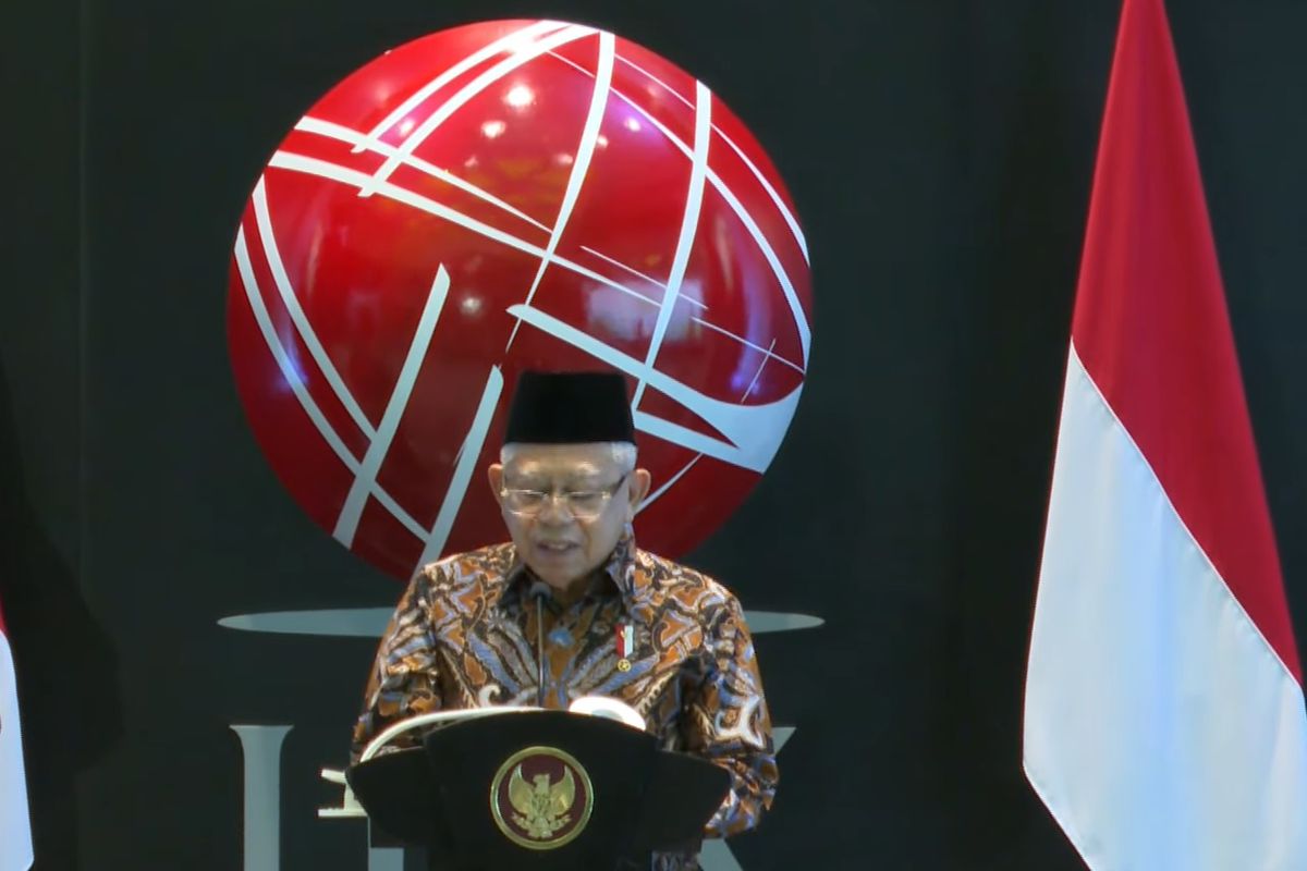 Wakil Presiden Ma?ruf Amin saat eresmikan pembukaan perdagangan Bursa Efek Indonesia (BEI) Tahun 2024, Selasa (2/1/2024).