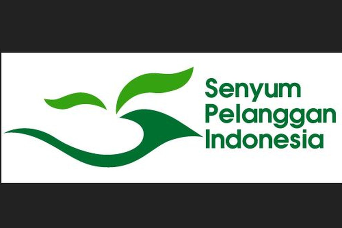 Logo Hari Pelanggan Nasional yang membentuk senyum dengan warna dasar hijau.