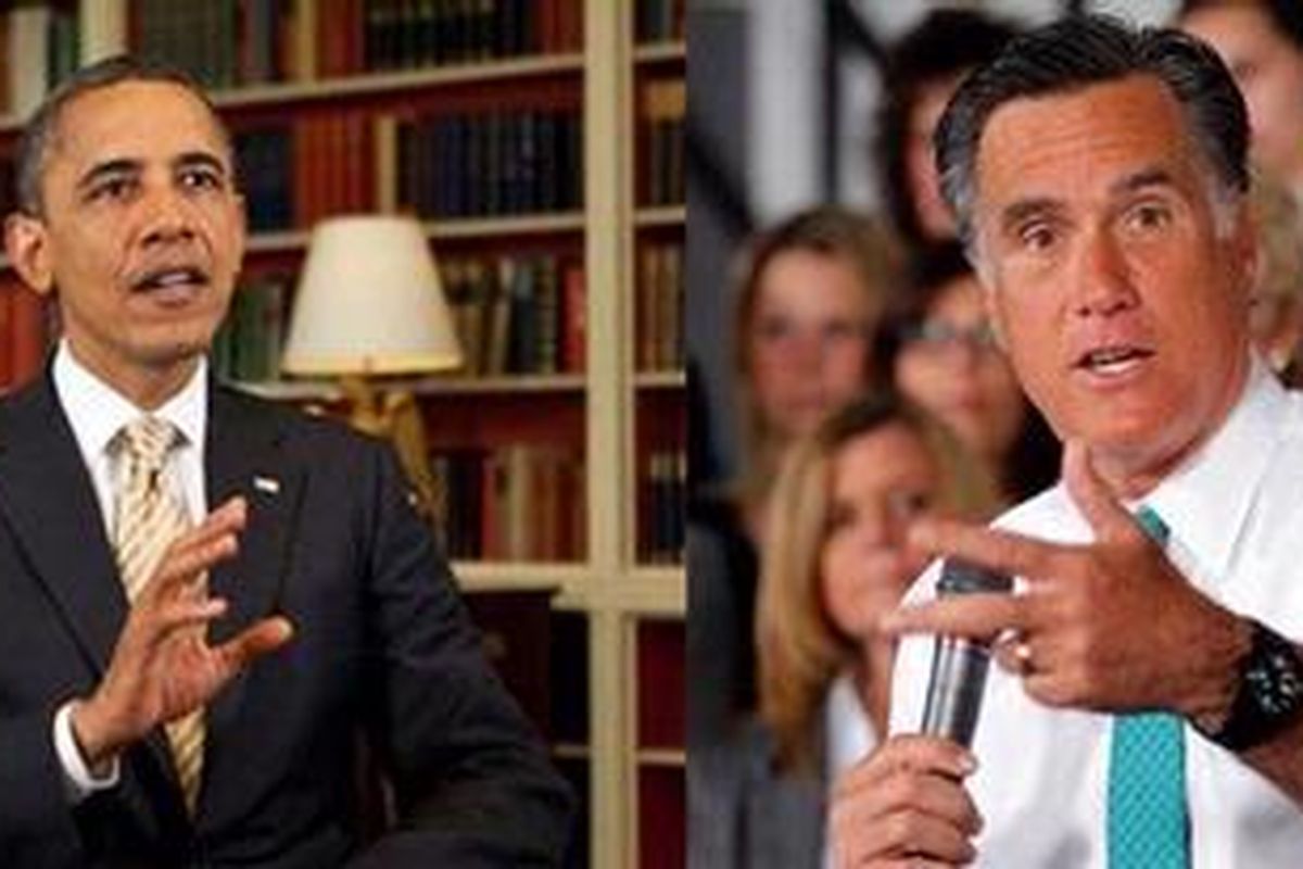 Presiden AS Barack Obama dan penantangnya dari Partai Republik, Mitt Romney.