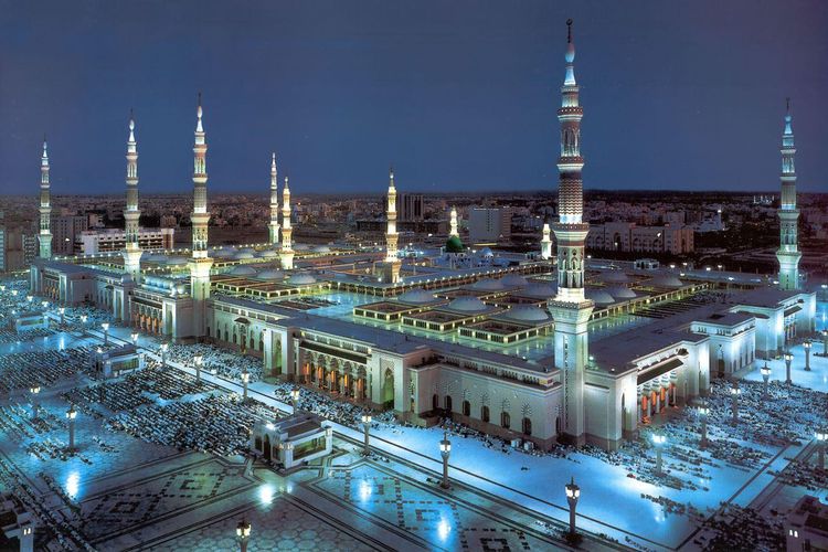 Masjid Nabawi di Madinah yang pertama kali dibangun Nabi Muhammad pada 622 M.