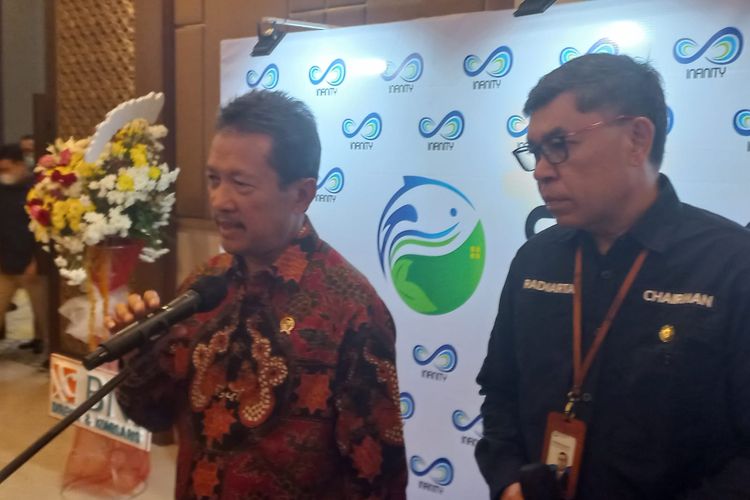 Menteri Kelautan dan Perikanan Sakti Wahyu Trenggono dalam acara Rencana Kerja Teknis (Rakernis) BRSDM-KP, Selasa (2/8/2022). 