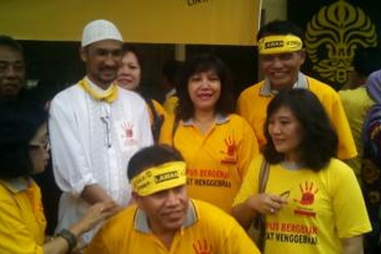 Ketua KPK nonaktif Abraham Samad menghadiri acara antikorupsi di Salemba UI Jakarta, Jumat (20/3/3015)
