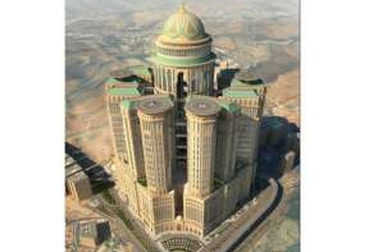 Seperti ini penampakan bangunan hotel terbesar yang akan resmi beroperasi di Mekkah, Arab Saudi pada tahun depan. Hotel ini memiliki 10.000 kamar, 70 restoran dan berbagai fasilitas lainnya.