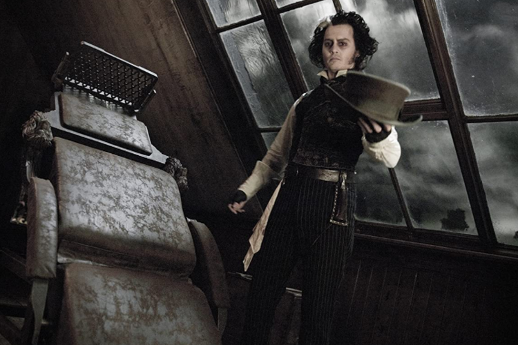 Johnny Depp dalam Sweeney Todd: The Demon Barber of Fleet Street.