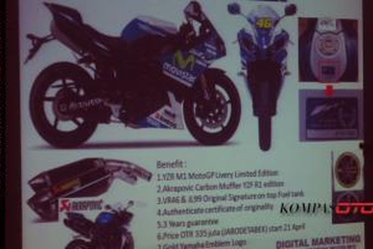 Presentasi Yamaha YZF-R1 MotoGP Special Edition di Semarang, Sabtu (12/4/2014).