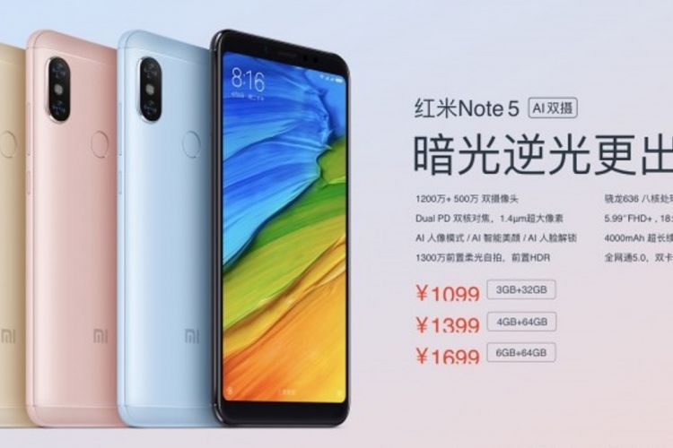 Redmi Note 5 versi Update yang rilis di China