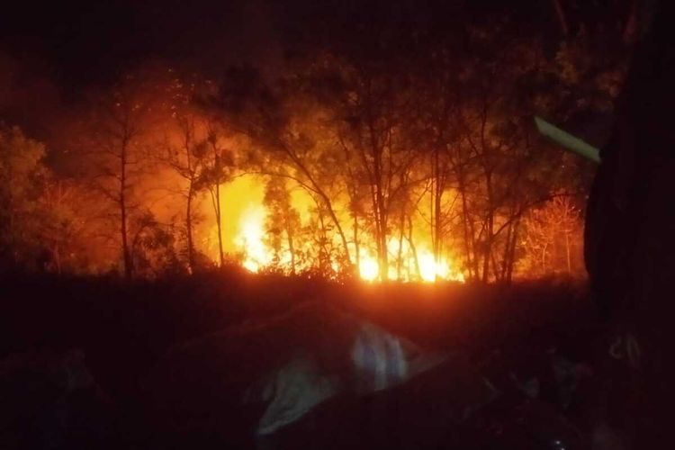 Kebakaran lahan terjadi di Kelurahan Mojosongo, Kecamatan Jebres, Kota Solo, Jawa Tengah, pada Selasa (10/10/2023).