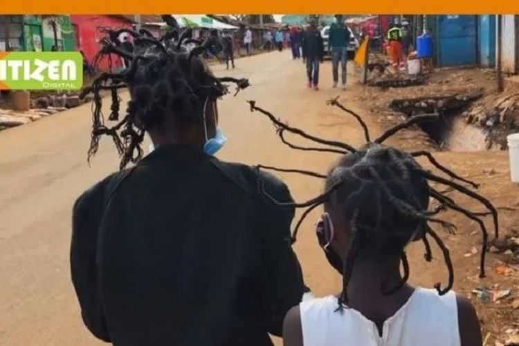 Inilah model rambut yang terinspirasi virus corona di Kibera, daerah kumuh terbesar di Kenya, dan menjadi tren di tengah wabah.