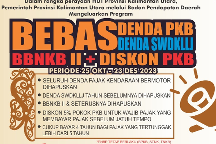 Pemutihan pajak kendaraan bermotor Kalimantan Utara terkahir 23 Desember 2023