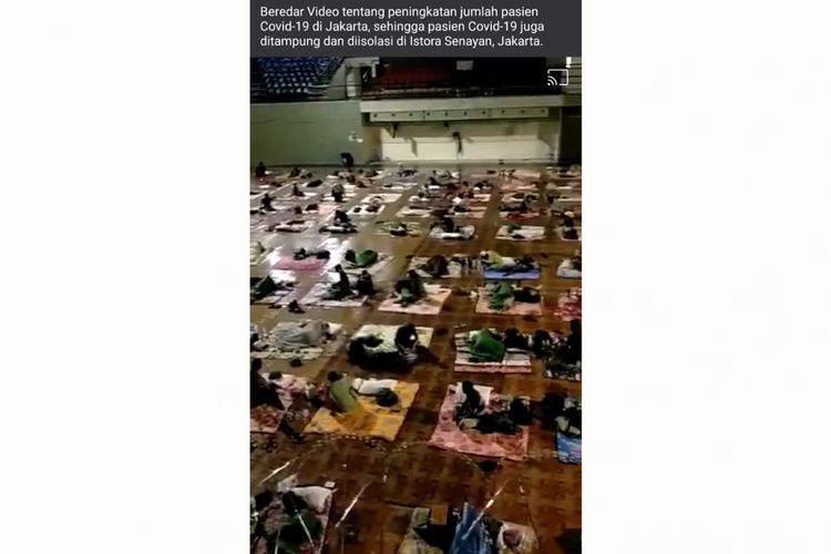 Status Facebook mengedarkan klaim keliru bahwa Istora Senayan, Jakarta, dijadikan lokasi isolasi pasien Covid-19.