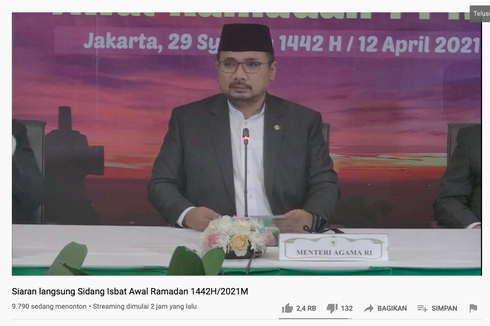 Resmi, 1 Ramadhan Jatuh pada Selasa 13 April 2021, Besok Mulai Puasa