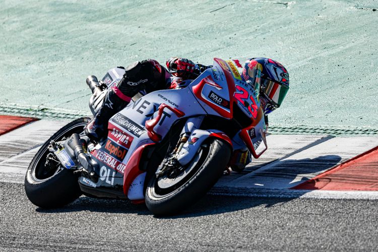 Enea Bastianini saat berlaga pada MotoGP Catalunya 2022