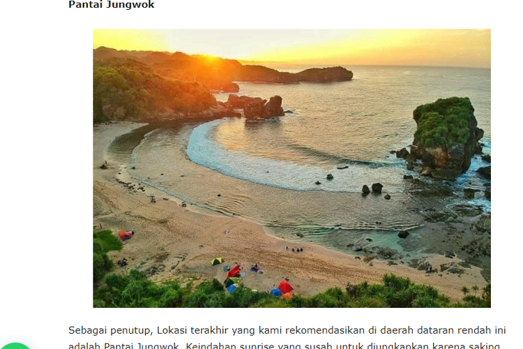 Pantai Jungwok salah satu wisata di Gunung Kidul, Yogyakarta. 